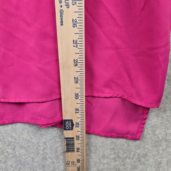 Bright Fuchsia Womens Button-Up Blouse 4XL Polyester Loose Fit Long Sleeve New - Picture 7 of 8